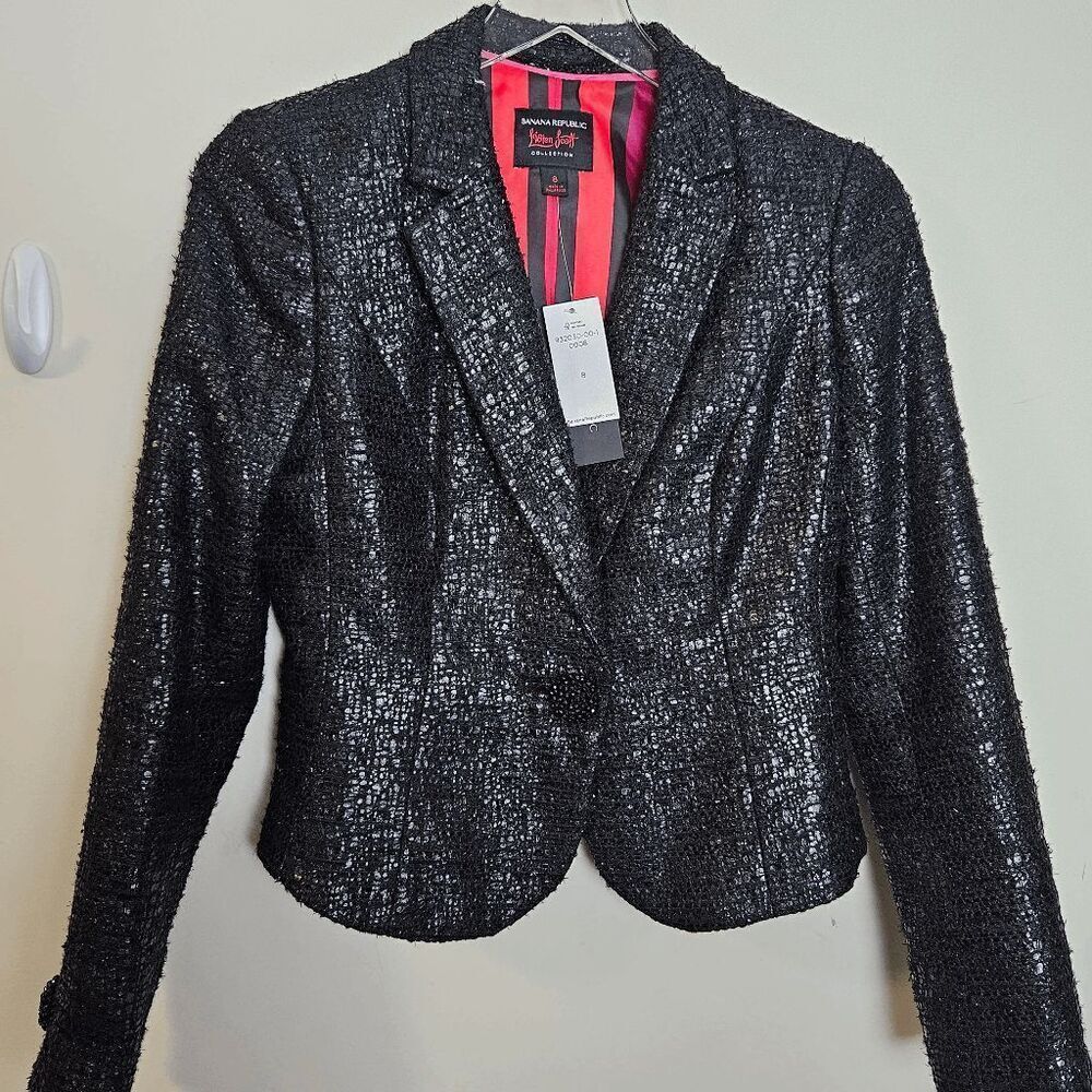 Banana Republic L'Wren Scott Collection Crackle Blazer NWT Women's Black/Red Siz